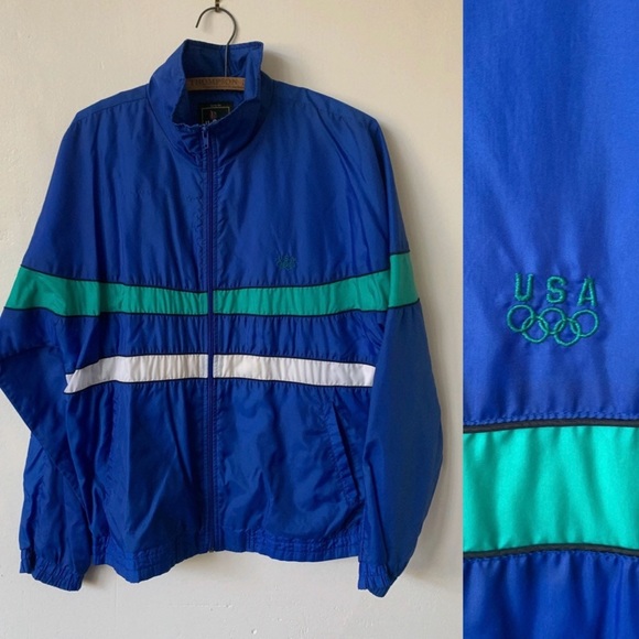 Vintage USA Olympics Nylon Track Jacket 1990's USA Olympic Games Tracksuit - Picture 1 of 6
